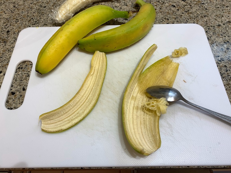 scraping banana peels